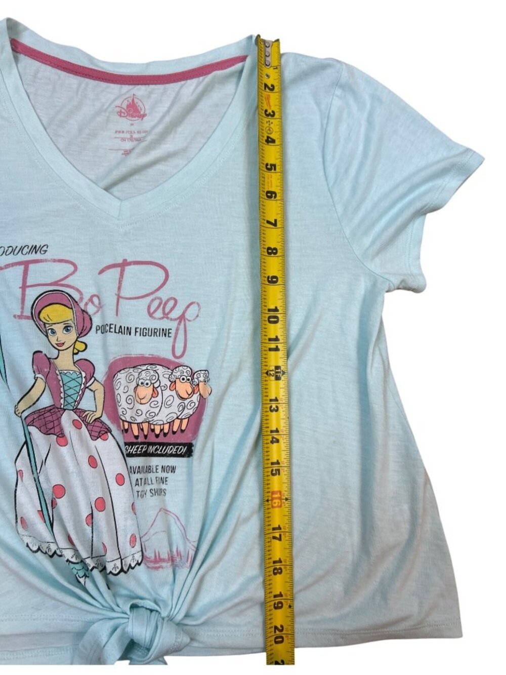 Disney Bo Peep Tie Front Graphic Tee Women's M Light Blue Toy Story Shirt - Picture 9 of 9